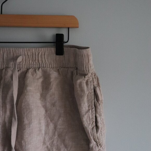 Panama Jack 100% Linen High Waist Lrg Cream Flat Front Elastic Bermuda Shorts - Picture 4 of 11